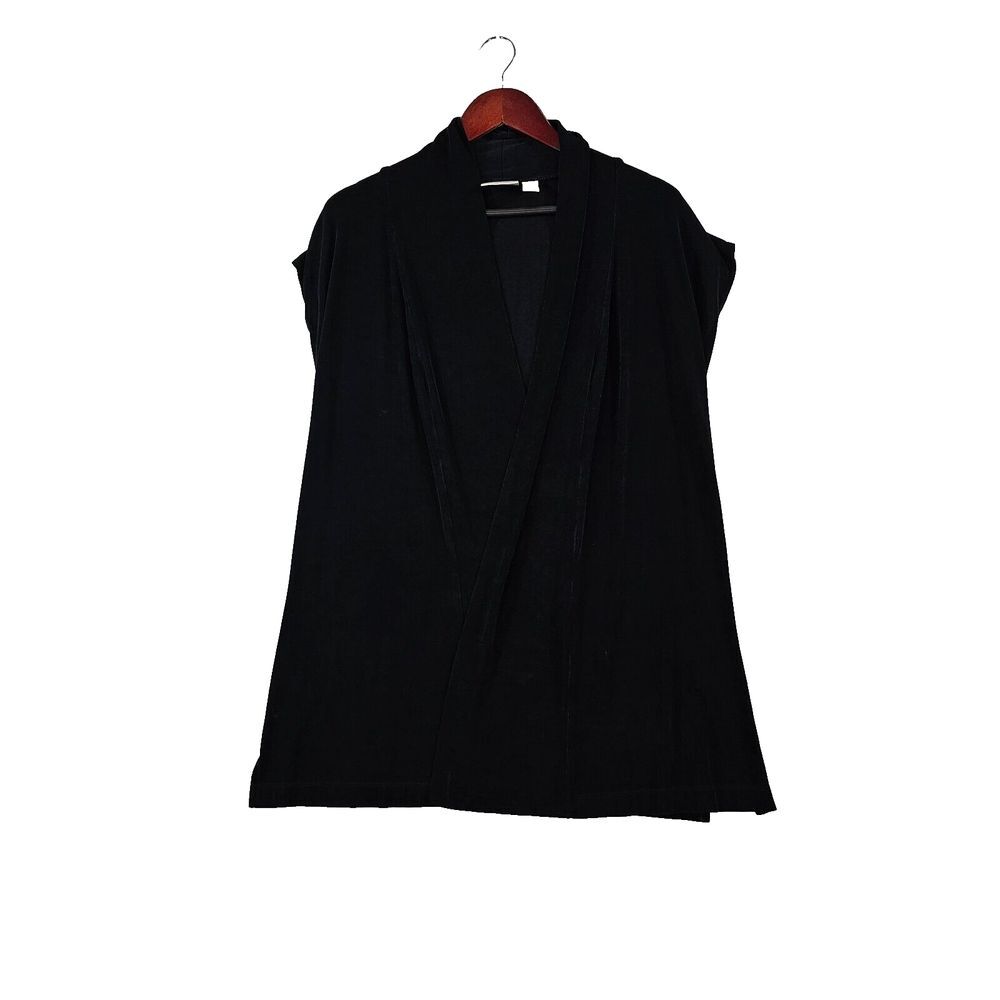 Chico's Travelers Womens‎ Top Faux Wrap Cap Sleeve Pullover Stretch Black Size 0